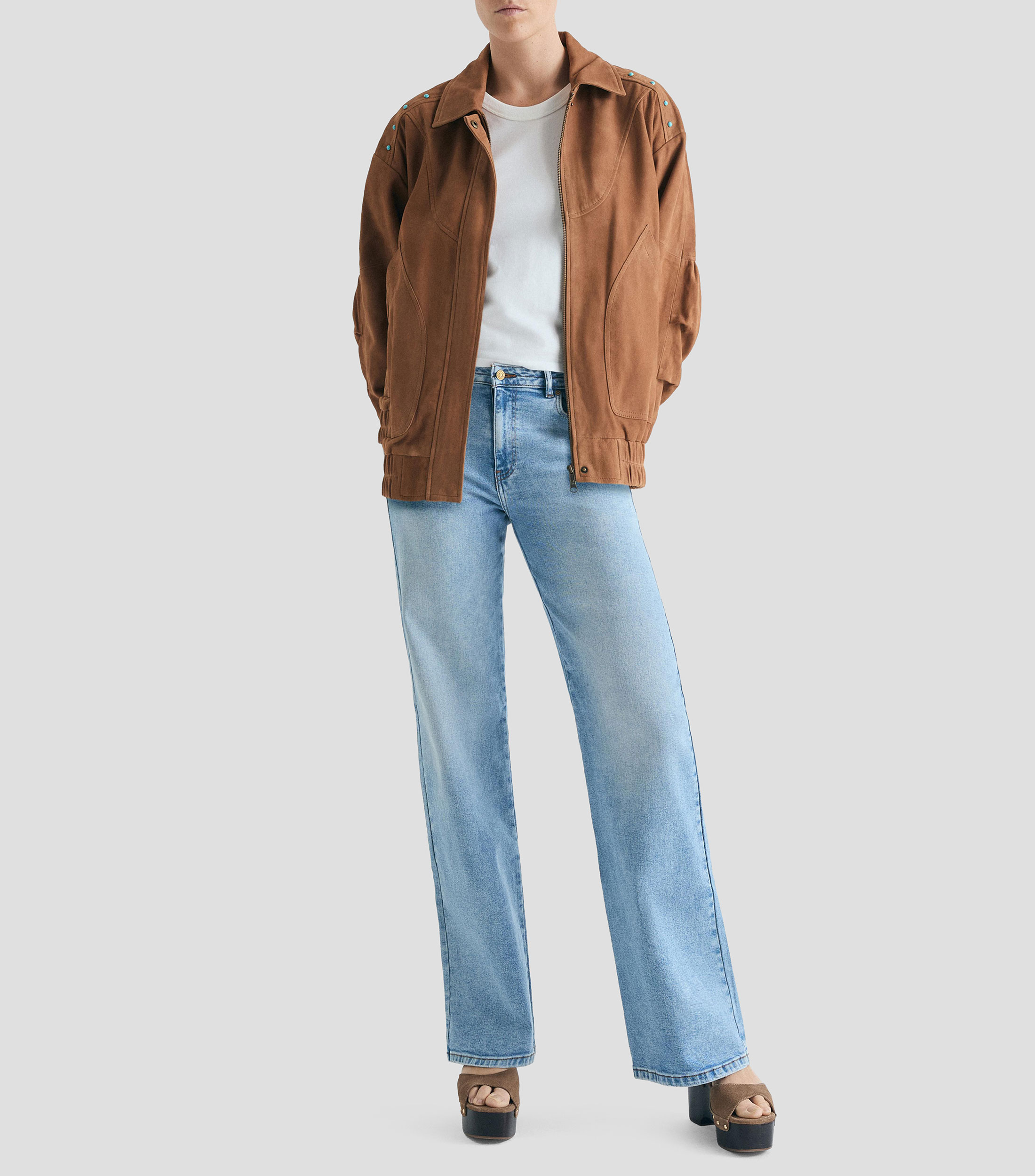 Chamarra Bomber en piel Mujer